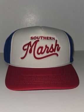 Southern‎ Marsh Foam Trucker Hat in USA Red, White & Blue NWT